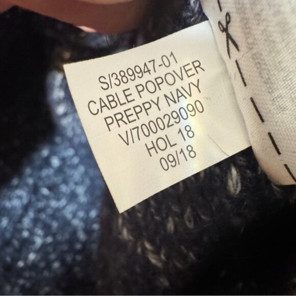 Banana Republic Sweater Mens Preppy Navy white Cable Knit Shawl Neck Yak Hair L - Picture 8 of 14